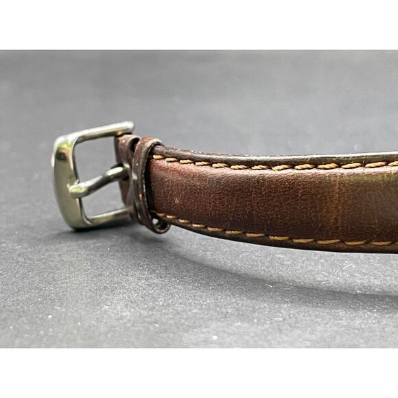 Vtg Freestyle Watch Women Silver Gold Two Tone Brown Leather Band 300 Ft WR main image 4